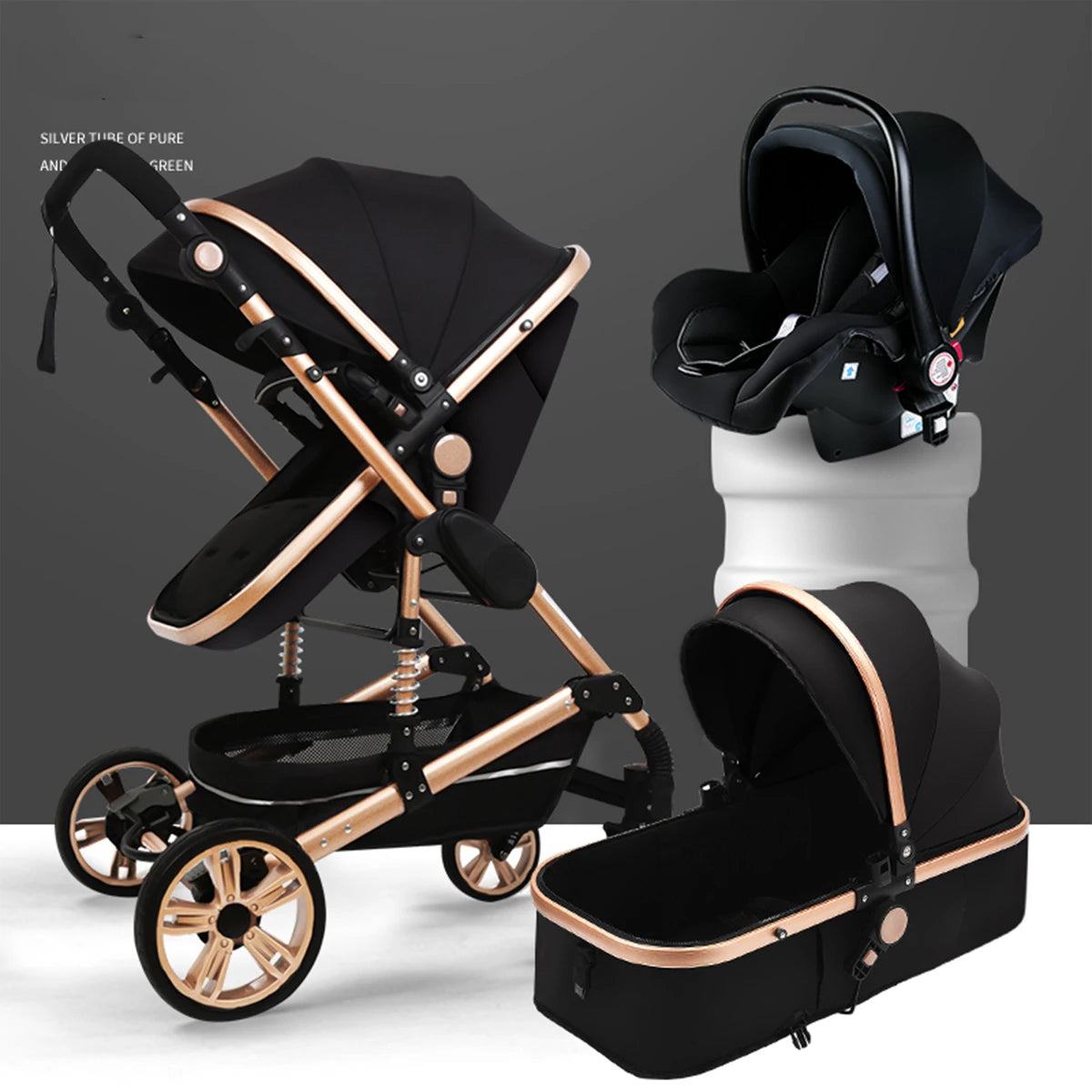 Poussette bébé 3 en 1 pliable réversible