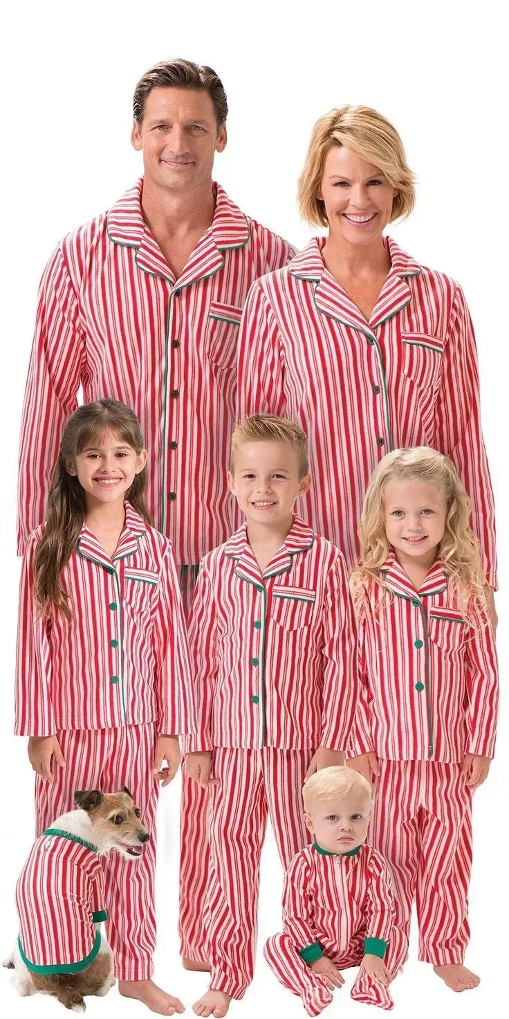 Pyjama Noël famille assorti à rayures