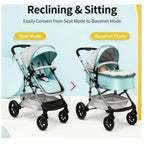 Poussette bébé pliable avec nacelle et siège auto