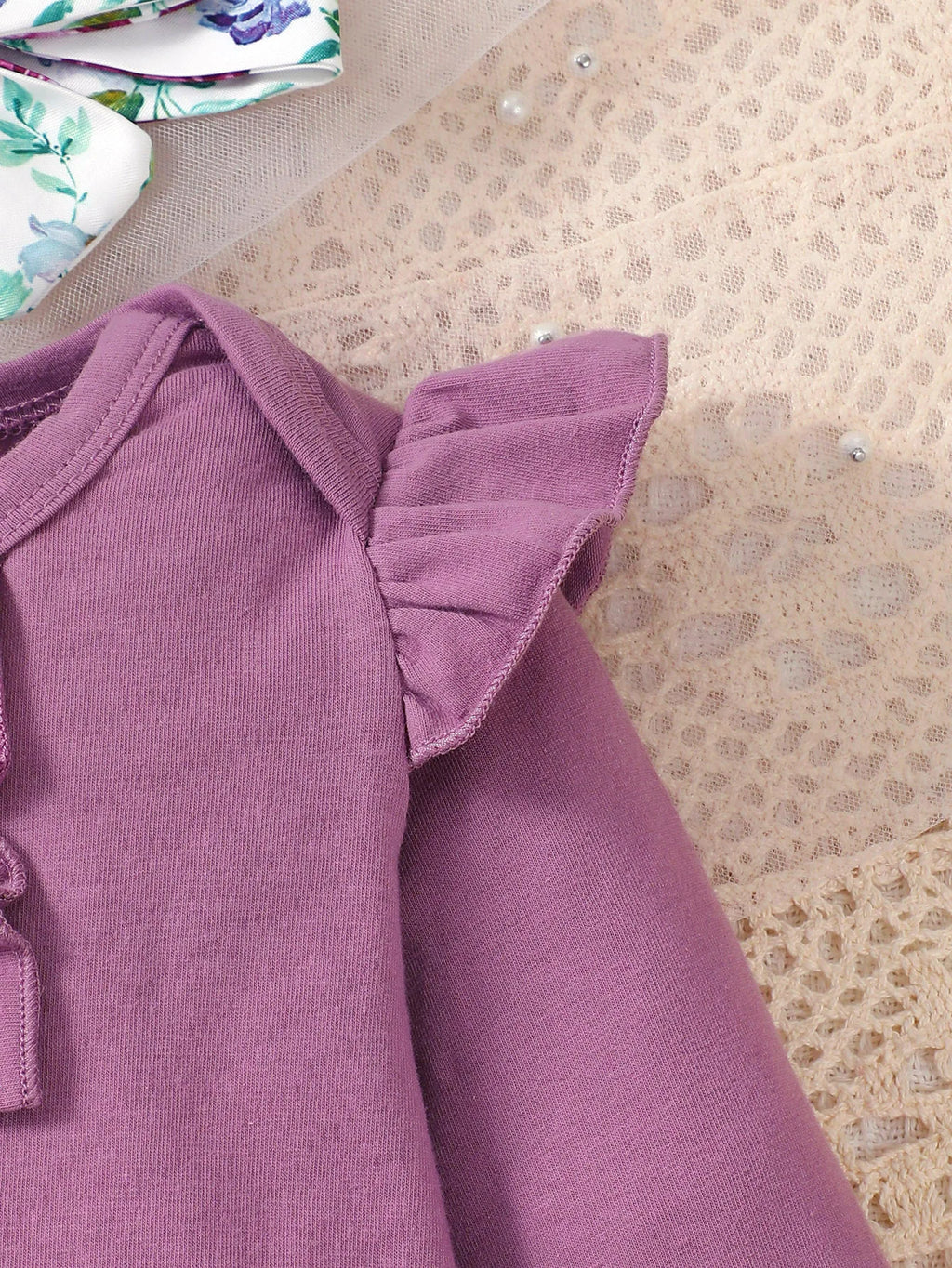 Ensemble bébé fille body manches évasées et pantalon fleuri