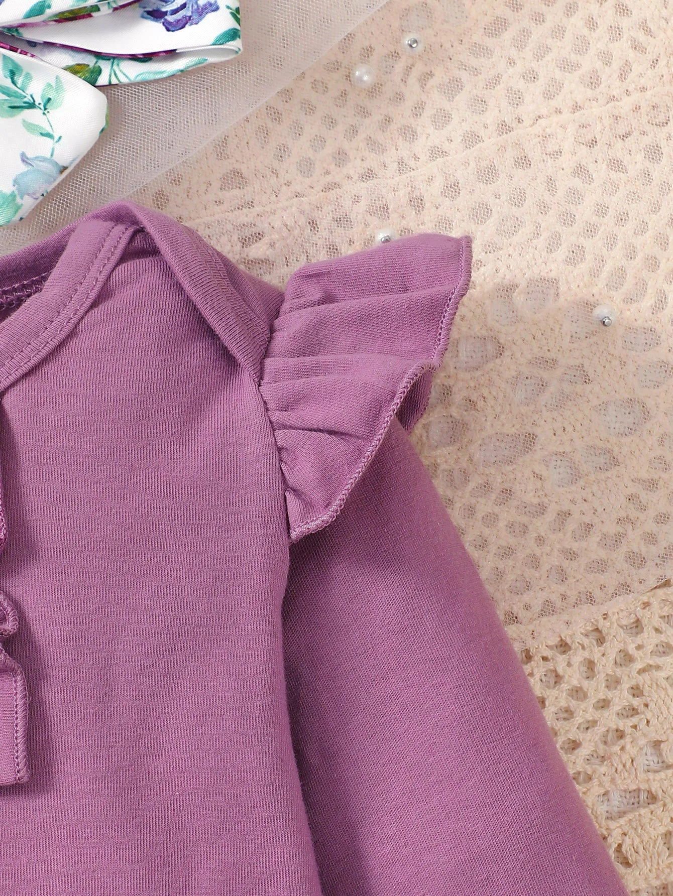 Ensemble bébé fille body manches évasées et pantalon fleuri