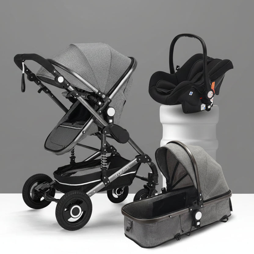 Poussette bébé 3 en 1 pliable réversible