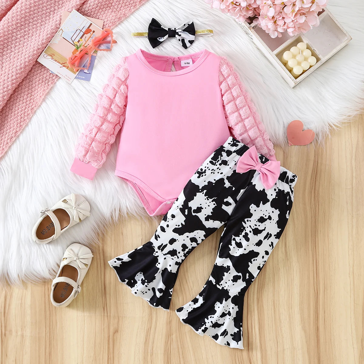 Ensemble bébé fille avec body manches bouffantes