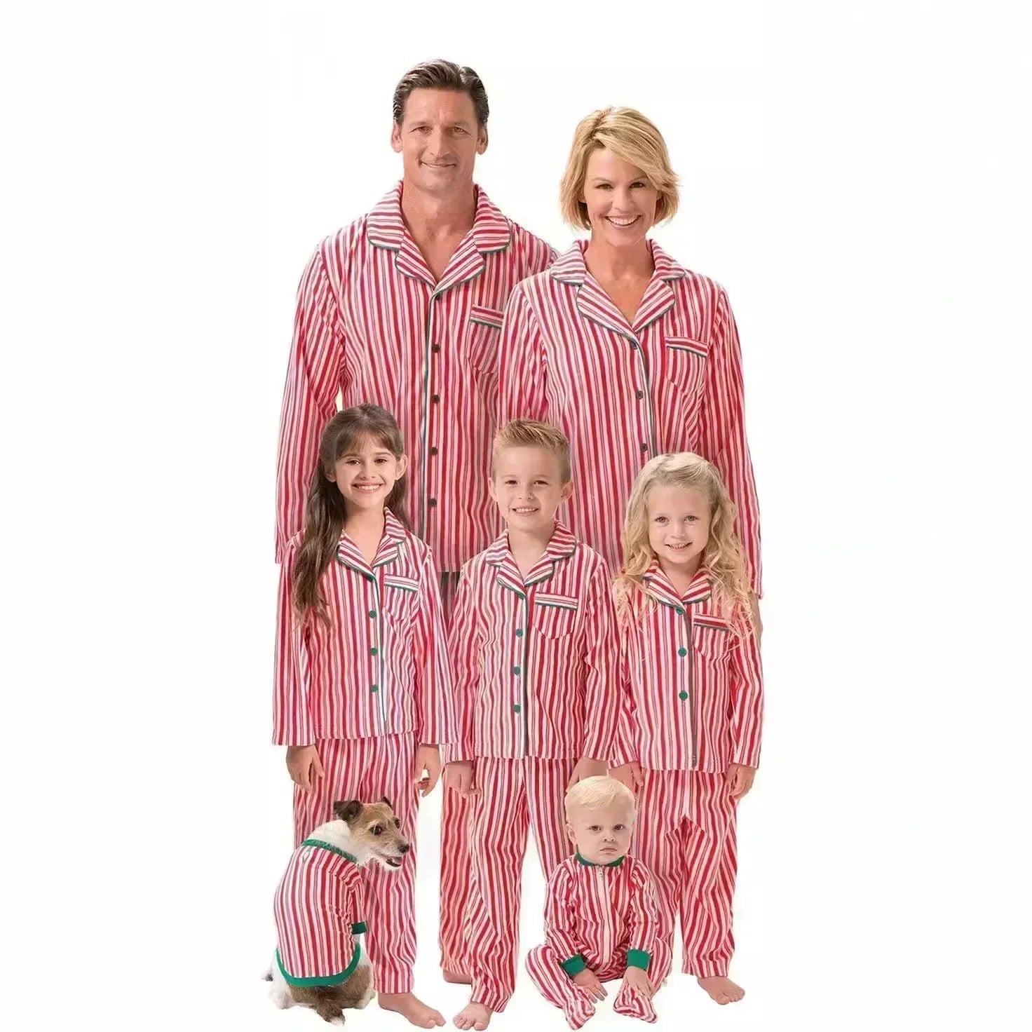 Pyjama Noël famille assorti à rayures