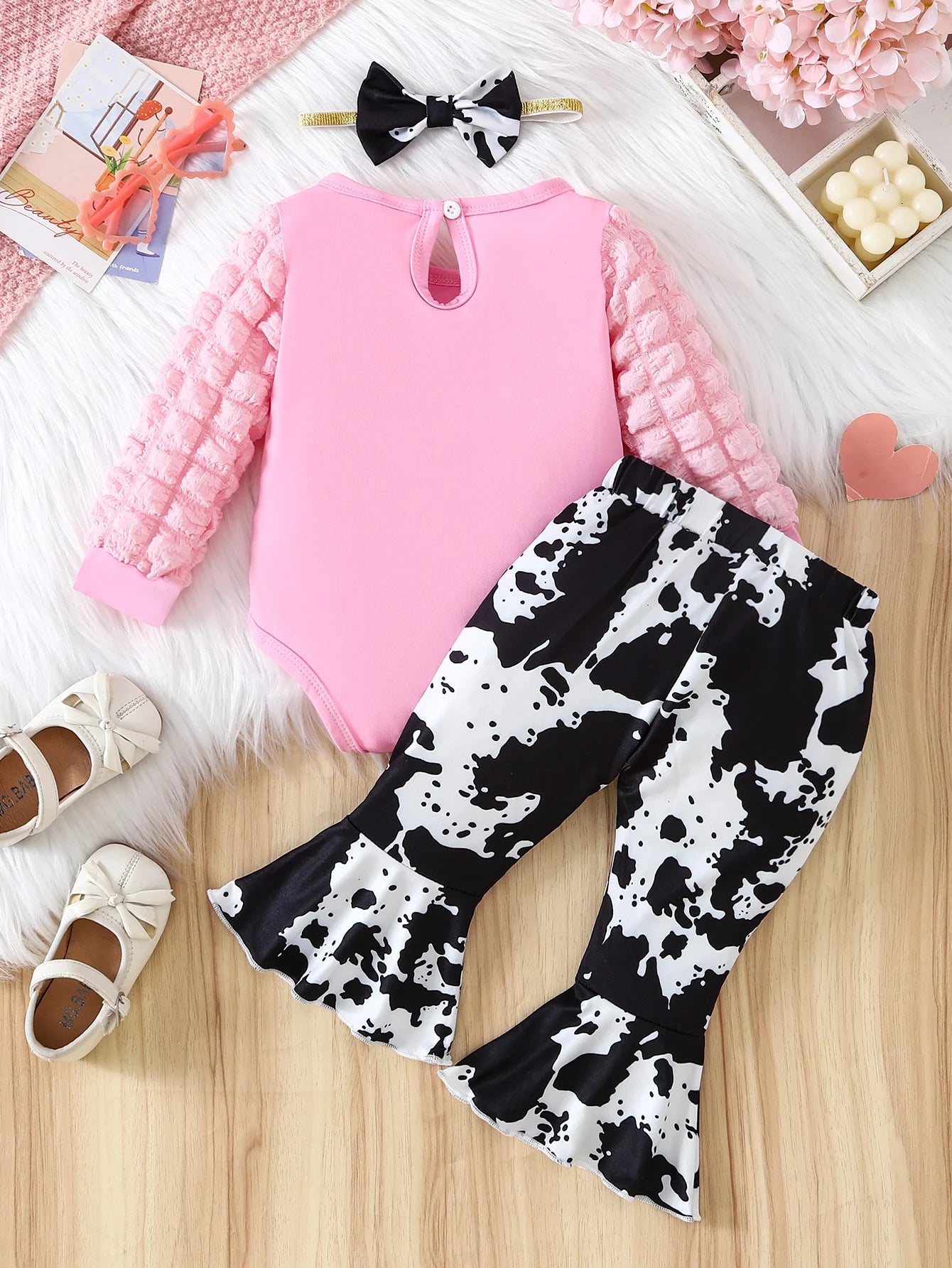 Ensemble bébé fille avec body manches bouffantes