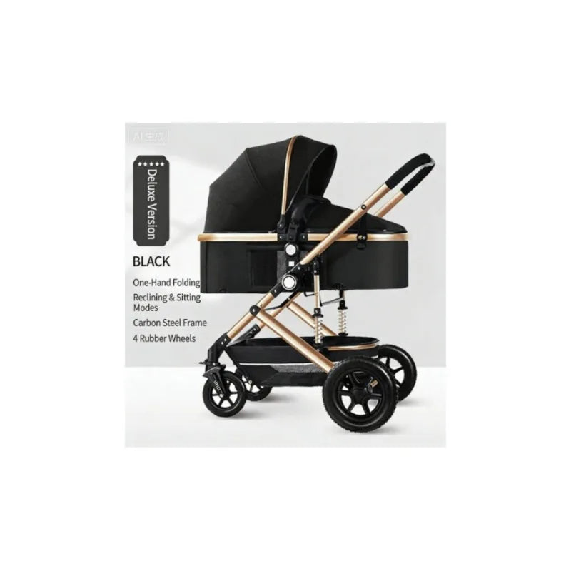 Poussette bébé pliable avec nacelle et siège auto