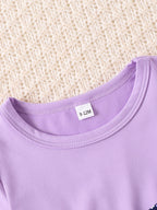 Ensemble bébé fleuri manches évasées violet clair