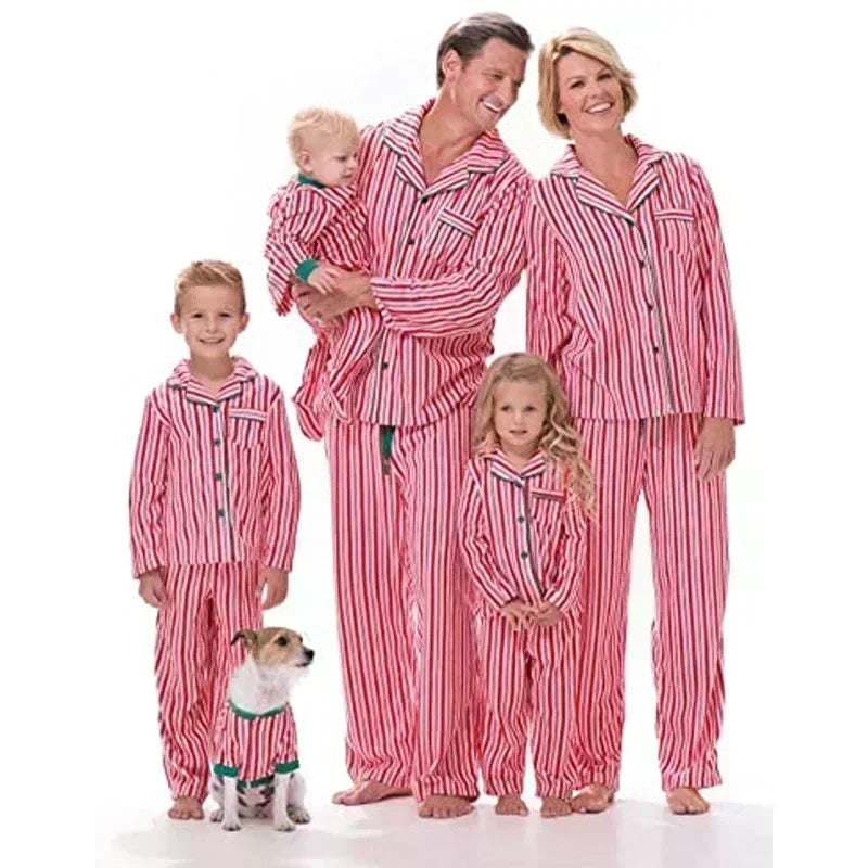 Pyjama Noël famille assorti à rayures