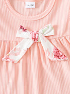 Ensemble floral fille raffiné avec nœud papillon