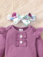 Ensemble bébé fille body manches évasées et pantalon fleuri