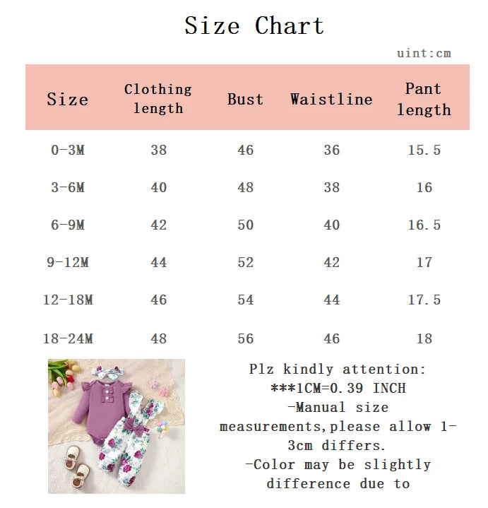 Ensemble bébé fille body manches évasées et pantalon fleuri