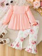 Ensemble floral fille raffiné avec nœud papillon