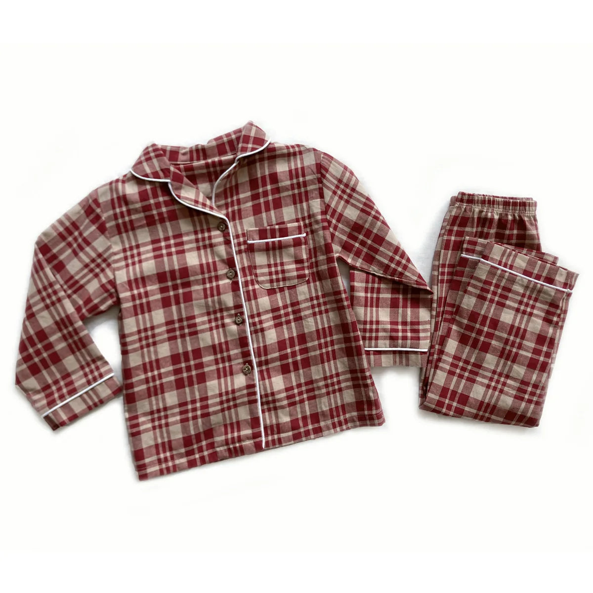 Pyjama fille en coton à carreaux