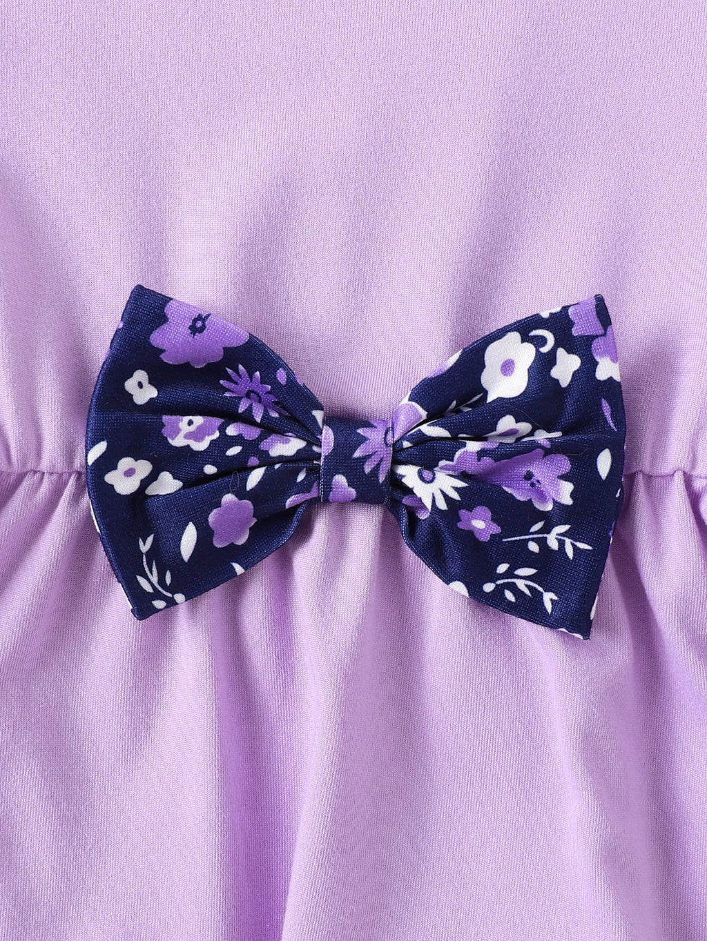 Ensemble bébé fleuri manches évasées violet clair