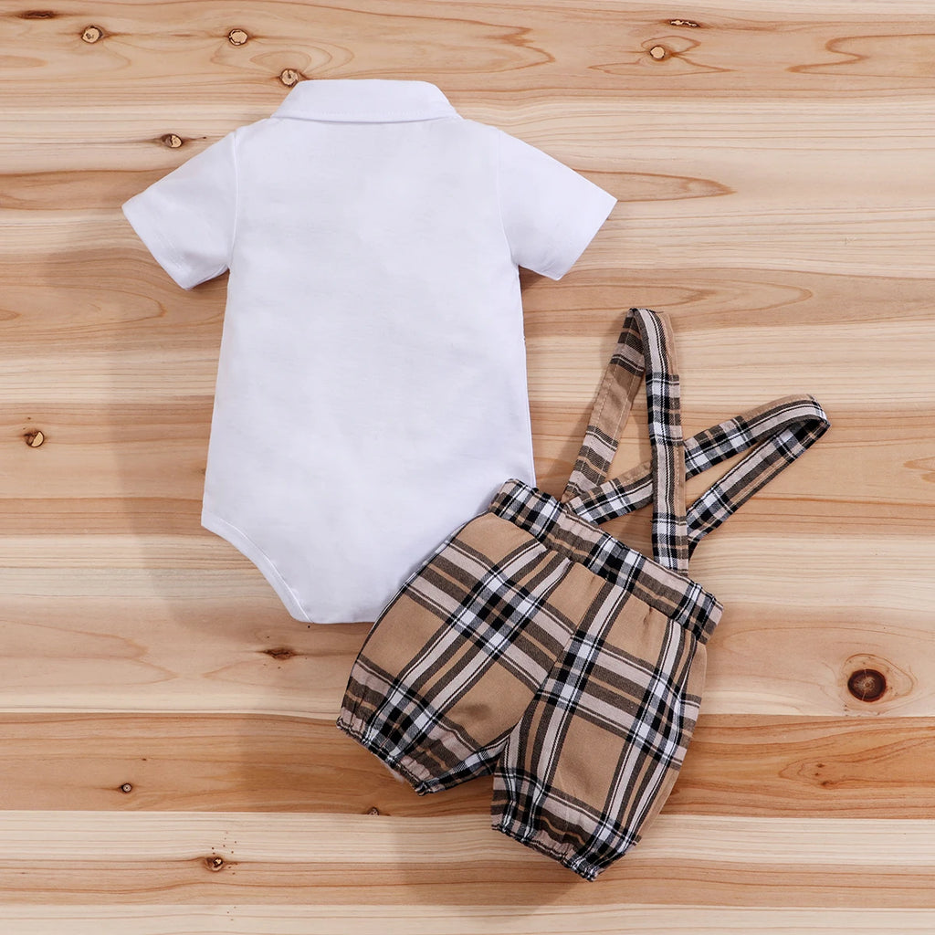 Tenue bébé ours carreaux 2 pièces