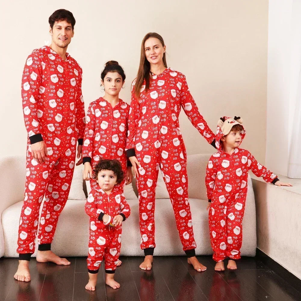 Pyjama Noël famille assorti avec capuche