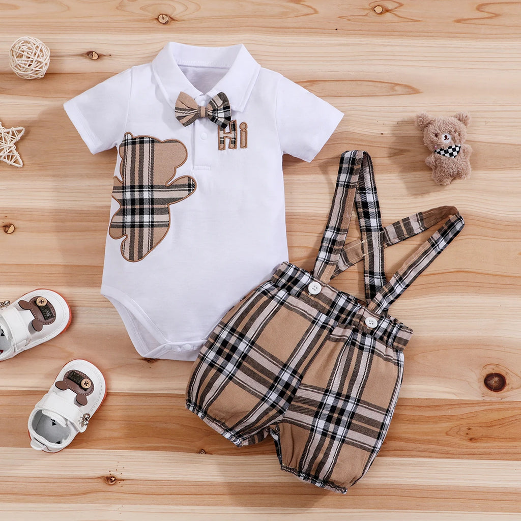 Tenue bébé ours carreaux 2 pièces